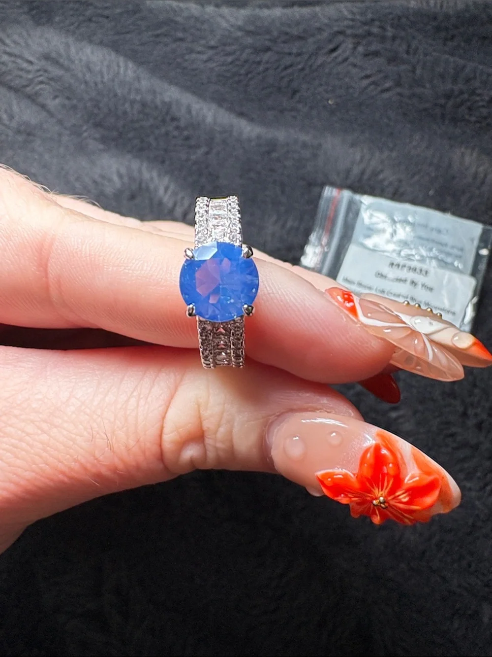 Obessed By You Rhodium-Plated Ring with Blue Lab-Created Moonstone